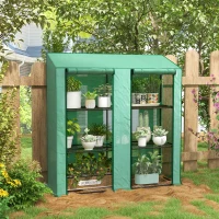 Outsunny Serre de jardin avec Couverture en PE, 6 Étagères et 2 Portes Enroulables, 143x46x151cm, Vert(m-2)