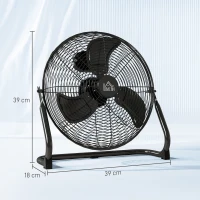 HOMCOM Ventilateur de Table, Climatiseur, 4 Vitesses, Pivotant, Noir(m-3)
