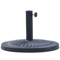 Outsunny Base Parasol Ronde pour Mats de Ø3,8-4,8cm avec Décoration et Poignée, Poids 15kg Ø49x32cm(m-1)
