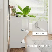 PawHut Dog Feeding Station with 2 Storage Cabinets, 2 Elevated Bowls, Side Hooks, Anti-tip Kit for Water and Feeding Supplies(m-7)