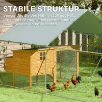 PawHut Poulailler, Enclos extérieur pour poules, avec bâche résistante aux UV, treillis en acier, distributeur de nourriture, pour 12-18 poules(m-4)