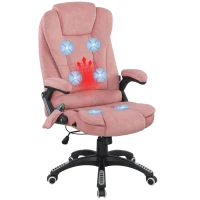 Vinsetto Cadeira de Escritório com 6 Pontos de Massagem Reclinável até 130° com Função de Aquecimento 65x71x110-120 cm Rosa(m-10)