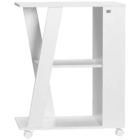 HOMCOM Chariot de Cuisine Portavivande en Bois avec 2 Étagères et Roues, 60x38x77cm, Blanc(m-6)
