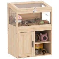 PawHut Gaiola para Hamsters com Espaço de Arrumação Casa para Hamsters com Painéis Acrílicos 60x40x82,5 cm Madeira(m-10)
