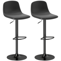 HOMCOM Ensemble de 2 tabourets de bar, tabourets de bar en similicuir, pivotants, avec dossier et repose-pieds, base en métal, noir