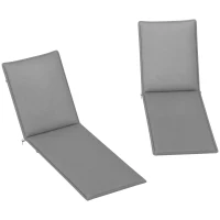 Outsunny Conjunto de 2 Almofadas para Espreguiçadeira Dobráveis 193x58x6 cm com Correias de Sujeição Cinza(m-10)