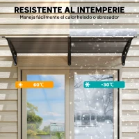 Outsunny Marquesina de Protección contra Sol y Lluvia 196x75x23 cm con Cubierta de Policarbonato para Puertas y Ventanas Negro(m-6)