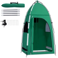 Outsunny Tenda de Duche Portátil Tenda de Privacidade Emergente 122x122x213 cm UPF30+ Trocador para Campismo Sanita Verde(m-10)