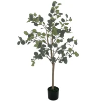 HOMCOM Planta Artificial Decorativa de 120 cm Eucaliptus Sintético con 230 Hojas en Maceta para Interior Verde(m-10)