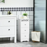 HOMCOM Armoire Multiusage avec Tiroirs, Armoire Basse en MDF qualité E1 29.8x29.8x68.5cm blanc(m-2)