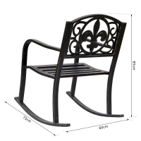 Outsunny Chaise à Bascule Chaise de Jardin Fauteuil à Bascule Antique Jardin Métal Bronze L60 x P73 x H85cm(m-3)