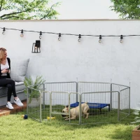 PawHut Enclos pour animaux, Clôture pour chiens, Terrain de jeu pour animaux, facilement adaptable, en acier inoxydable(m-2)