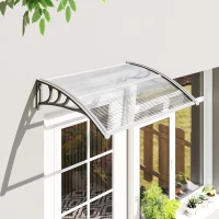 Outsunny Auvent, Auvent pour porte d'entrée, Auvent pour entrées et fenêtres, 100L x 75l x 23H cm, Argent(m-5)