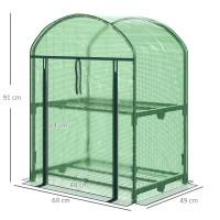 Outsunny Mini Serra da Giardino con 2 Ripiani in Metallo e Copertura in PE, 69x49x92cm, Verde(m-3)