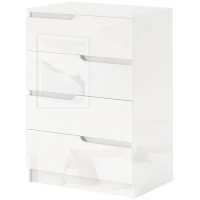 HOMCOM Commode 4 Tiroirs Moderne et Minimaliste en Bois, 60x40x85 cm, Blanc Laqué(m-1)