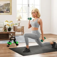 SPORTNOW Set 6 Hanteln Gewichte (2x1 kg, 2x2 kg, 2x3 kg) von 12 kg mit Ständer/Kettlebell, aus Metall und Kunststoff, Mehrfarbig(m-2)