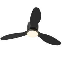 HOMCOM Ventilateur de Plafond avec Lampe et Télécommande, 3 Couleurs de Lumière, 6 Vitesses, Luminosité Ajustable, Noir(m-1)