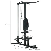 SPORTNOW Station de force pour la maison, tirages de rame, sans poids, équipement de fitness pour la maison, acier, simili cuir, Noir(m-3)