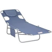 Outsunny Chaise Longue de Jardin, Chaise Longue avec Ouverture Faciale Rembourrée, Chaise Longue de Massage pour l'extérieur, Poche Latérale, Tissu, Métal, Gris(m-7)