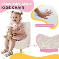 AIYAPLAY Kindersessel - Pluche stoel met berenoren, Fleece bekleding, Schuim, Beige(m-4)