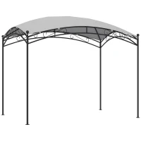 Outsunny Cenador para Jardín con Techo Resistente Cúpula Elegante y Estructura Metálica con Estacas 290x194,5x256 cm Gris(m-10)