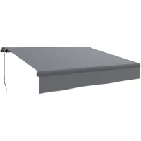 Outsunny Auvent Manuel Rétractable pour Jardin avec Manivelle Protection UV Structure en Métal et Aluminium 295x200 cm Gris(m-7)