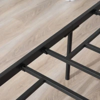 HOMCOM Structure de Lit Double en Acier 160x200cm avec Lattes, Tête et Pied de Lit - Noir(m-3)