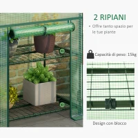Outsunny Mini Serra da Giardino con 2 Ripiani in Metallo e Copertura in PE, 69x49x92cm, Verde(m-6)