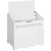 HOMCOM Armoire en Bois MDF pour Salle de Bain, Meuble de Rangement pour Chambre à Coucher, Salon, 55L x 34P x 58H cm, Blanc(m-1)
