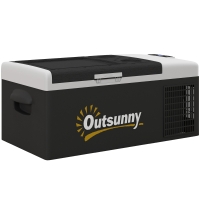 Outsunny Nevera de Coche 16L -20℃-10℃ 12 / 24V DC y 100-240V CA con Modos ECO/MAX para Camping Viajes 60x32x26 cm Negro y Gris