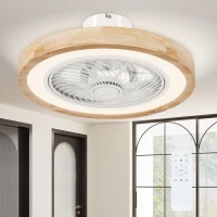 HOMCOM Ventilateur de plafond avec lumière et télécommande, 6 vitesses, luminosité réglable, moteur silencieux, marron clair(m-7)