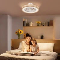 HOMCOM Ventilateur de plafond avec lumière et télécommande, 6 vitesses, luminosité réglable, moteur silencieux, marron clair(m-2)