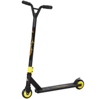 HOMCOM Trottinette acrobatique Pro, Trottinette freestyle en aluminium, métal, simili cuir, pour enfants et adultes, Or(m-1)