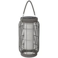 Outsunny Lampadaire d'extérieur solaire en résine tressée luminaire LED de jardin en acier marche/arrêt automatique gris(m-11)