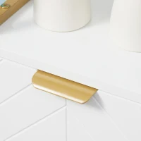 kleankin Mobile Colonne de Salle de Bain avec Tiroir, Placard et Étagère en Bois et Métal, 30x30x105cm, Blanc(m-3)