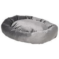 PawHut Lit pour chien chat panier pour chien orthopédique panier dodo donut chien rembourrage coton PP housse lavable déhoussable dim. 81,5L x 58l x 18H cm gris(m-11)