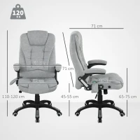 Vinsetto Cadeira de Escritório com 6 Pontos de Massagem Reclinável até 130° com Função de Aquecimento 65x71x110-120 cm Cinza(m-3)
