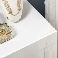 HOMCOM Mobiletto da Salotto Blanc en Aggloméré et Métal avec Lumières LED Bleues, 3 Étagères Ouvertes et Armoire, 75x35x82 cm(m-3)