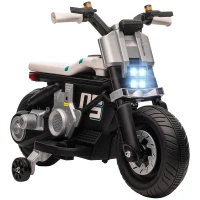 HOMCOM Moto Eléctrica Infantil con Faros Música Bocina Velocidad 3 km/h para Niños de 3-5 Años 86x44x58cm Negro y Blanco(m-1)