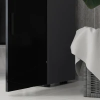 Kleankin Meuble de Salle de Bain en Panneau de Particules avec Tiroir et Armoire à 2 Niveaux Réglables, 30x30x82 cm, Noir et Gris(m-4)