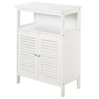 kleankin Mobile Salle de Bain Gain d'Espace, Meuble de Salle de Bain avec 2 Étagères et Armoire en MDF Imperméable, 60 x 30 x 81.6 cm, Blanc(m-5)