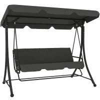 Outsunny Columpio de Jardín de 3 Plazas con Toldo Ajustable Reposapiés Retráctil y Cojines Carga 330 kg 200x127x170 cm Gris(m-10)