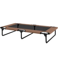 PawHut Lit pour chien surélevé portable, lit pour animaux de compagnie surélevé avec filet respirant, pour grands chiens, Café(m-1)