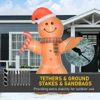 HOMCOM 8ft Christmas Inflatable Gingerbread Man, Lighted Blow Up Yard Decor Indoor Outdoor Garden Lawn Party Prop(m-7)