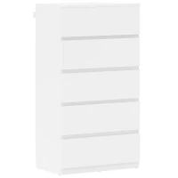 HOMCOM Commode Sideboard Commode à tiroirs, 5 tiroirs, 55 cm x 34 cm x 100 cm, Blanc(m-6)