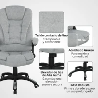 Vinsetto Silla Oficina con Masaje de 6 Puntos con Función Basculante con Calefacción Altura Ajustable 65x71x110-120 cm Gris(m-9)