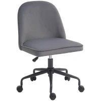HOMCOM Scaun pentru Birou, Scaun din Catifea, Scaun Reglabil pe Înălțime cu Roți Pivotante și Spătar Central, 52x52x80-88 cm, Gri(m-11)