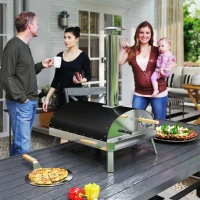 Outsunny Mini Four à Pizza à Bois avec Pierre Réfractaire Thermomètre et Plateau Tournant pour Jardin Terrasse ou Camping(m-2)