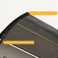 Outsunny Marquesina de Protección contra Sol y Lluvia 196x75x23 cm con Cubierta de Policarbonato para Puertas y Ventanas Negro(m-8)