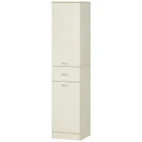 HOMCOM Colonne de Salle de Bains en Bois avec Tiroir, 2 Armoires et Étagères Ajustables, 34x34x150 cm, Couleur Bois(m-1)